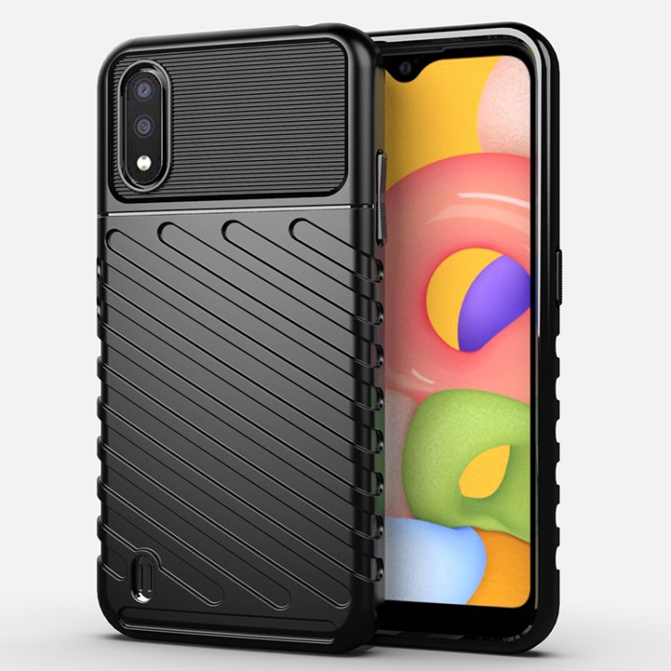 

For Galaxy A01 Thunderbolt Shockproof TPU Soft Case(Black)