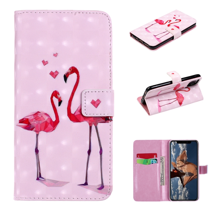 

For iPhone 11 Pro 3D Coloured Drawing Horizontal Flip Leather Case, with Holder & Card Slots & Wallet(Flamingo)
