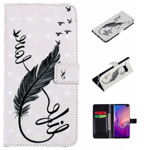 

For Galaxy S10e 3D Coloured Drawing Horizontal Flip Leather Case, with Holder & Card Slots & Wallet(8 Shape Feather)