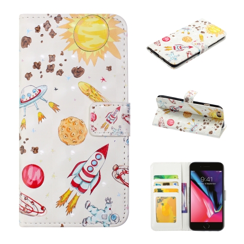 

For iPhone 6 Plus / 6s Plus 3D Embossed Horizontal Flip Leather Case, with Holder & Card Slots & Wallet & Photo Frame(Rocket)