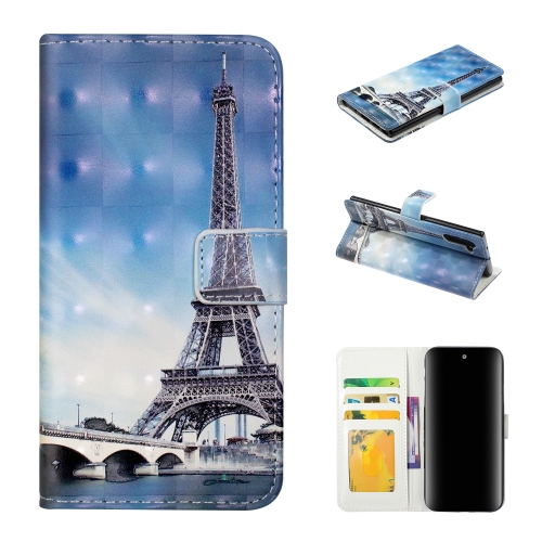 

For Galaxy Note 10 3D Embossed Horizontal Flip Leather Case, with Holder & Card Slots & Wallet & Photo Frame(Blue Tower)