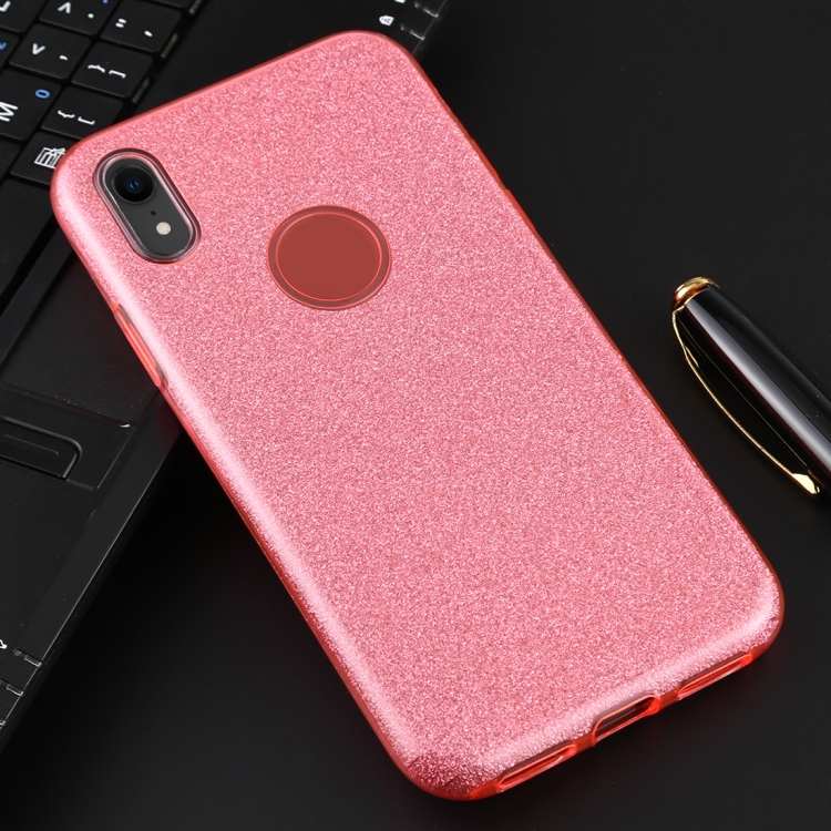 

For iPhone XR Full Coverage TPU + PC Glittery Powder Protective Back Case(Pink)
