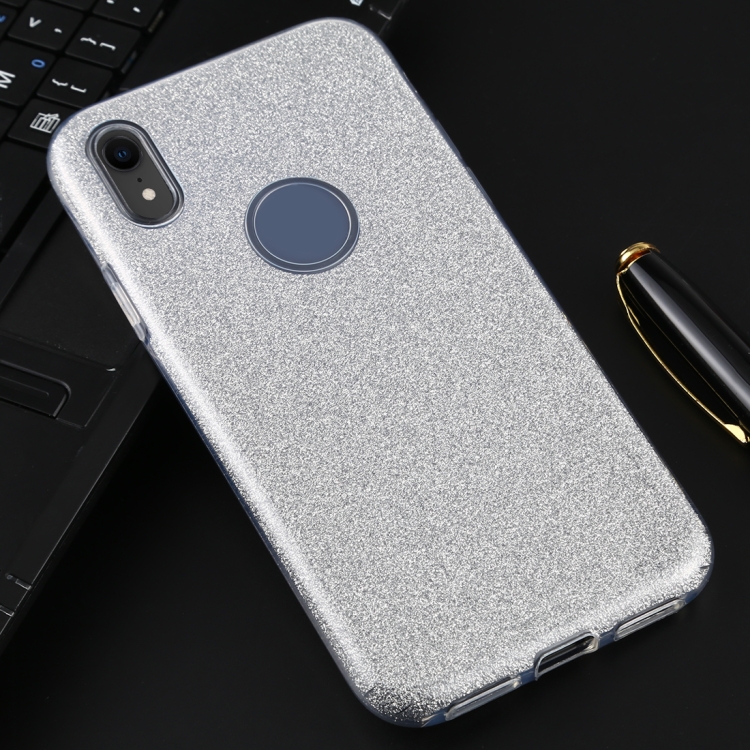 

For iPhone XR Full Coverage TPU + PC Glittery Powder Protective Back Case(Silver)