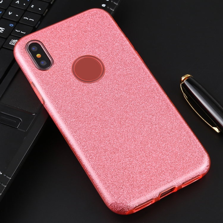

For iPhone XS Max Full Coverage TPU + PC Glittery Powder Protective Back Case(Pink)
