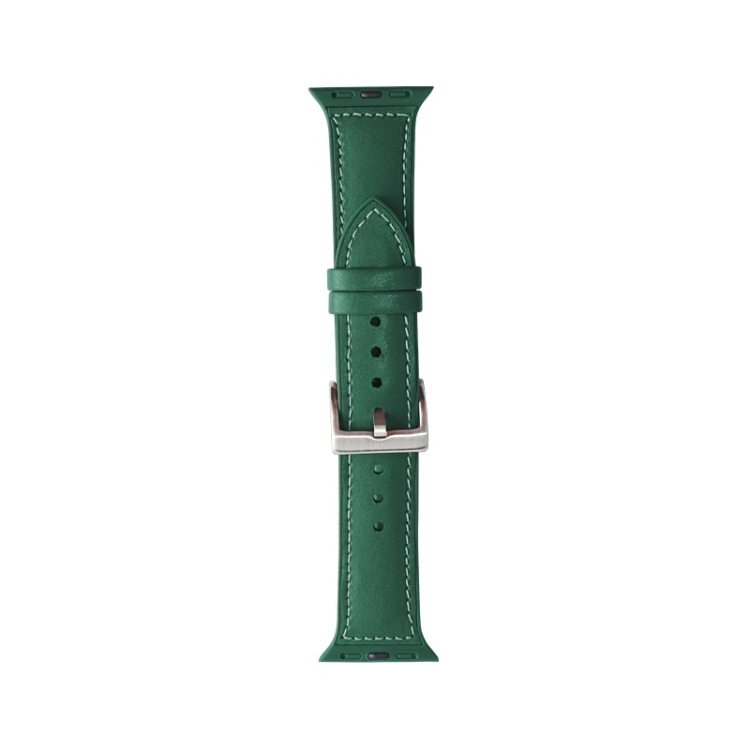 

For Apple Watch Series 6 & SE & 5 & 4 44mm / 3 & 2 & 1 42mm Mutural Leather + Silicone Watchband(Green)