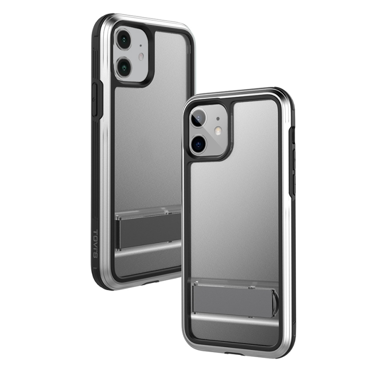 

For iPhone 11 TGVIS Sharp Series Frame Shockproof Protective Case with Hidden Holder(Black)