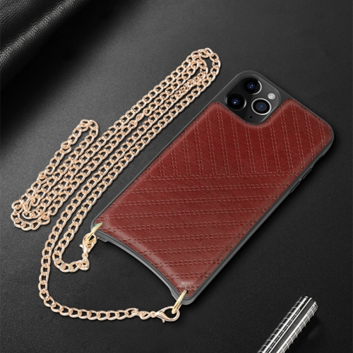 

For iPhone 11 Pro Max Mutural PC+PU+TPU Crossbody Protective Case with Removable Shoulder Metal Chain(Red)