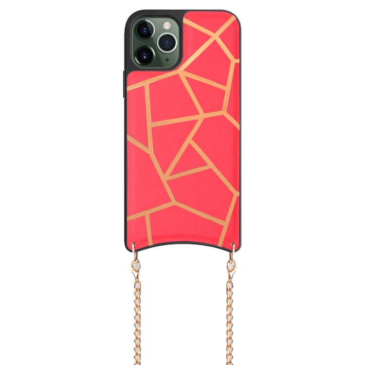 

For iPhone 11 Pro Mutural PC+PU+TPU Crossbody Protective Case with Removable Shoulder Metal Chain(Red)