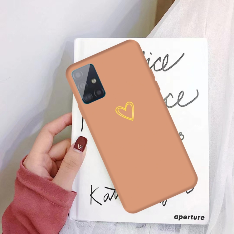 

For Galaxy A71 Golden Love Heart Pattern Frosted TPU Protective Case(Coral Orange)