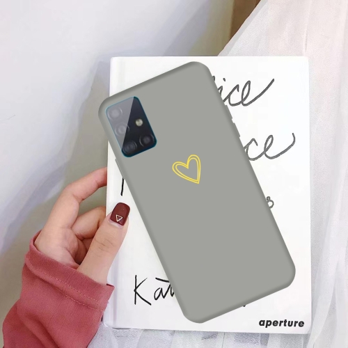 

For Galaxy A51 Golden Love Heart Pattern Frosted TPU Protective Case(Grey)