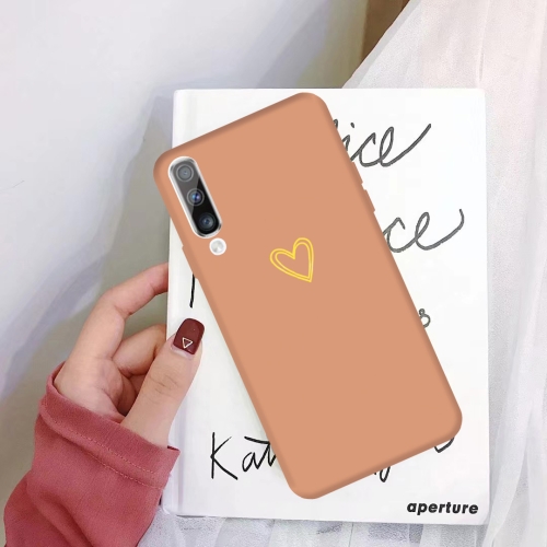 

For Galaxy A70 Golden Love Heart Pattern Frosted TPU Protective Case(Coral Orange)