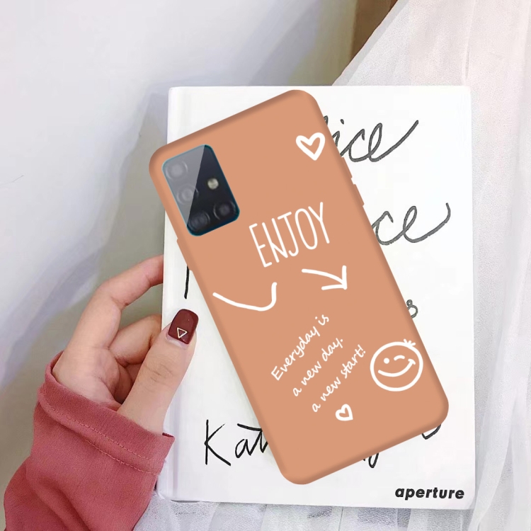 

For Galaxy A51 Enjoy Love Pattern Frosted TPU Protective Case(Coral Orange)