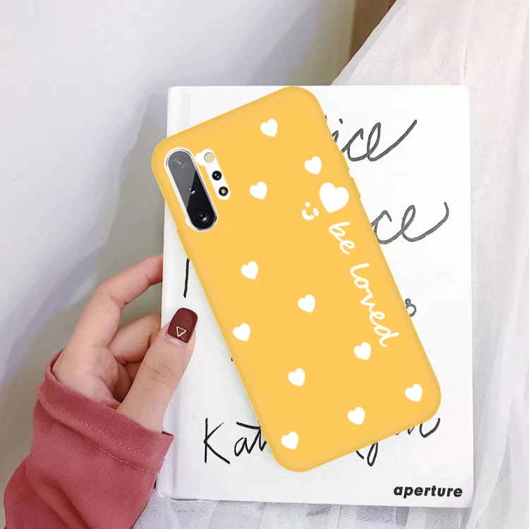 

For Galaxy Note10+ Smiling Love Heart Pattern Frosted TPU Protective Case(Yellow)