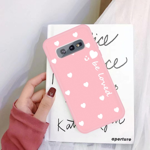 

For Galaxy S10 Smiling Love Heart Pattern Frosted TPU Protective Case(Pink)