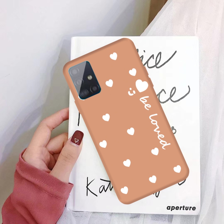 

For Galaxy A51 Smiling Love Heart Pattern Frosted TPU Protective Case(Coral Orange)