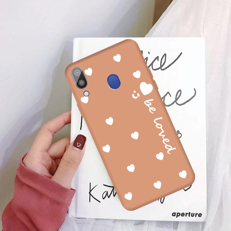

For Galaxy A30 Smiling Love Heart Pattern Frosted TPU Protective Case(Coral Orange)