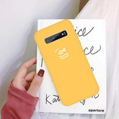 

For Galaxy S10+ Little Fish Pattern Frosted TPU Protective Case(Yellow)