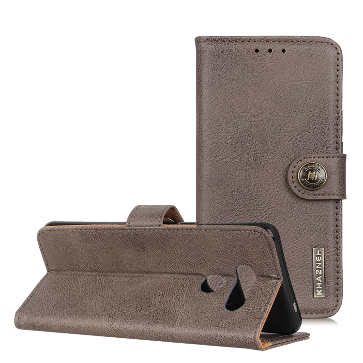 

For LG Q70 KHAZNEH Cowhide Texture PU + TPU Horizontal Flip Leather Case with Holder & Card Slots & Wallet(Grey)
