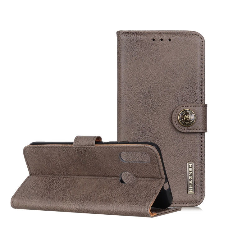 

For OPPO A8 KHAZNEH Cowhide Texture PU + TPU Horizontal Flip Leather Case with Holder & Card Slots & Wallet(Grey)