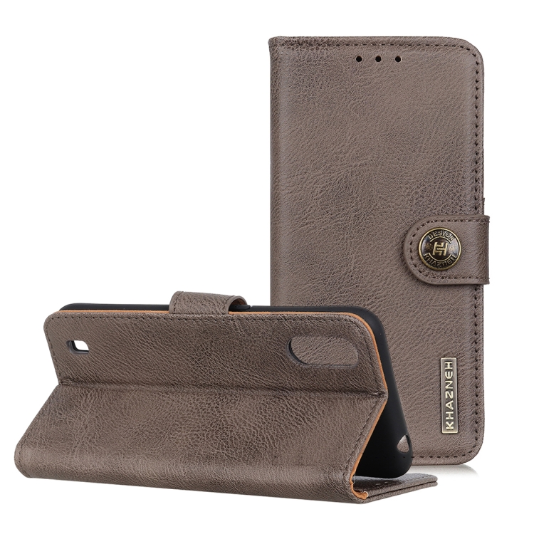 

For ZTE A7(2020) KHAZNEH Cowhide Texture PU + TPU Horizontal Flip Leather Case with Holder & Card Slots & Wallet(Grey)