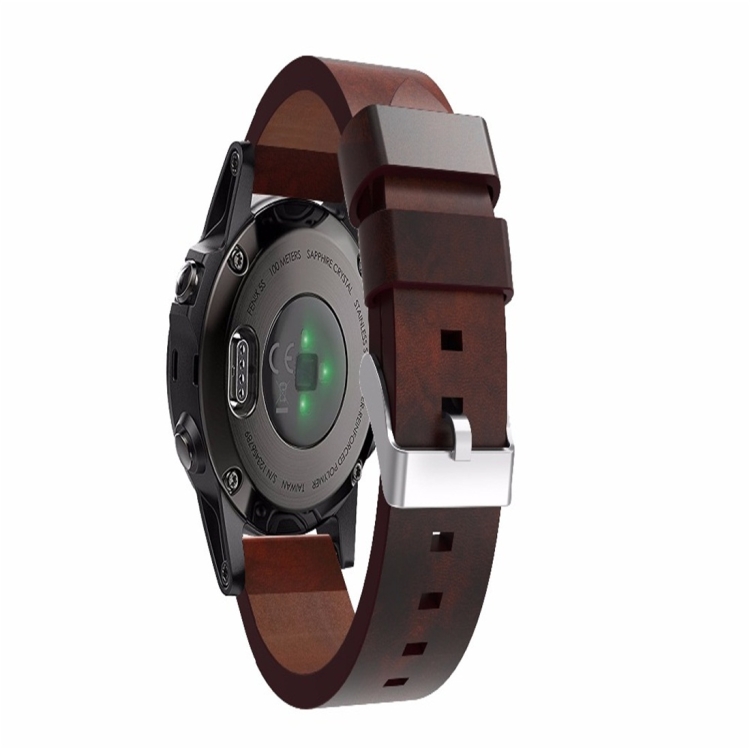 

For Garmin Fenix 5S (Not Quick Release) Leather Strap(Coffee)