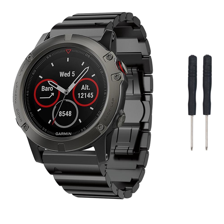 

For Garmin Fenix 6X (Not Quick Release) Stainless Steel Strap(Black)
