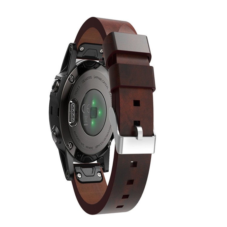 

For Garmin Fenix 5 Quick Release Leather Strap(Brown)