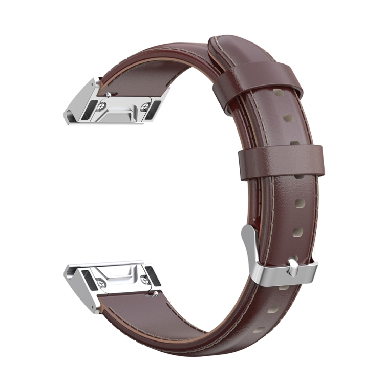 

For Garmin Fenix 6 Oil wax Calfskin Quick Release Strap(Brown)
