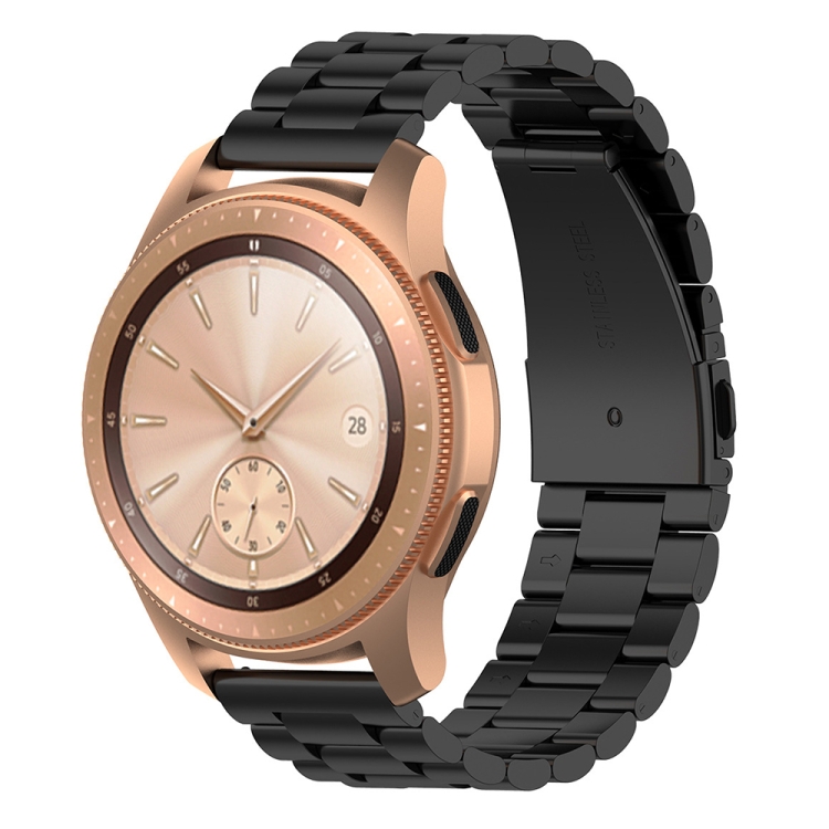 

For Galaxy Watch 42mm Three Pearl Steel Watch Strap(Black)