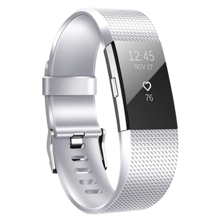 

For FITBIT Charge 2 Checkered Metal Watch Band(Silver)