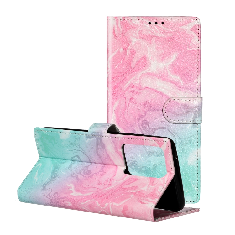 

For Galaxy S20+ Colored Drawing Marble Pattern Horizontal Flip PU Leather Case with Holder & Card Slots & Wallet(Pink Green)