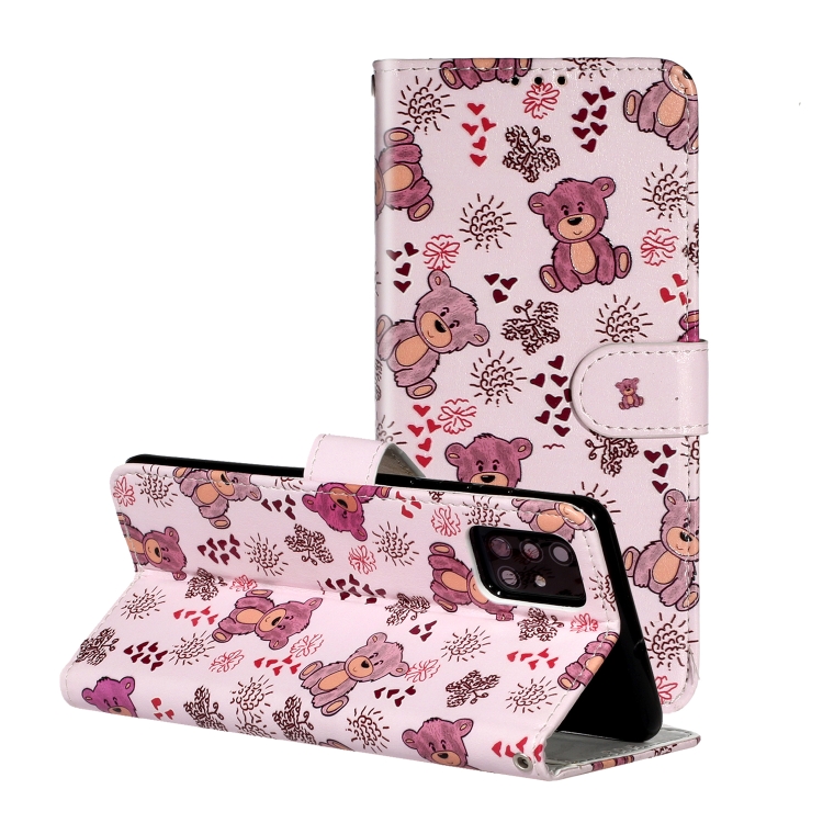 

For Galaxy A51 Oil Embossed Coloured Drawing Pattern Horizontal Flip PU Leather Case with Holder & Card Slots & Wallet(Little Bear)