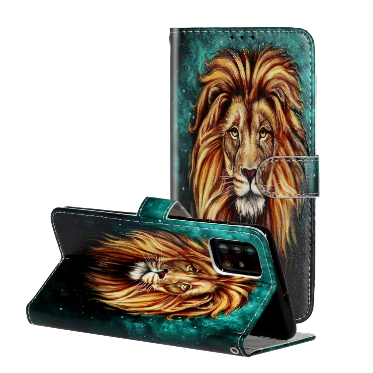 

For Galaxy A71 Oil Embossed Coloured Drawing Pattern Horizontal Flip PU Leather Case with Holder & Card Slots & Wallet(Lion)