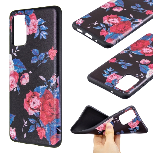 

For Galaxy S20 Plus Embossment Patterned TPU Soft Cover Case(Red Flower)