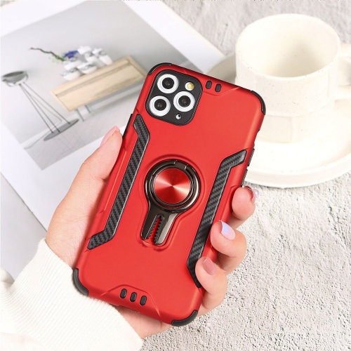 

For iPhone 11 Shockproof TPU + PC Case with Ring Holder(Red)
