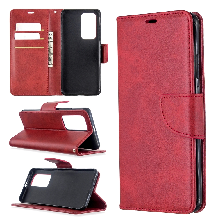 

For Huawei P40 Pro Retro Lambskin Texture Pure Color Horizontal Flip PU Leather Case with Holder & Card Slots & Wallet & Lanyard(Red)