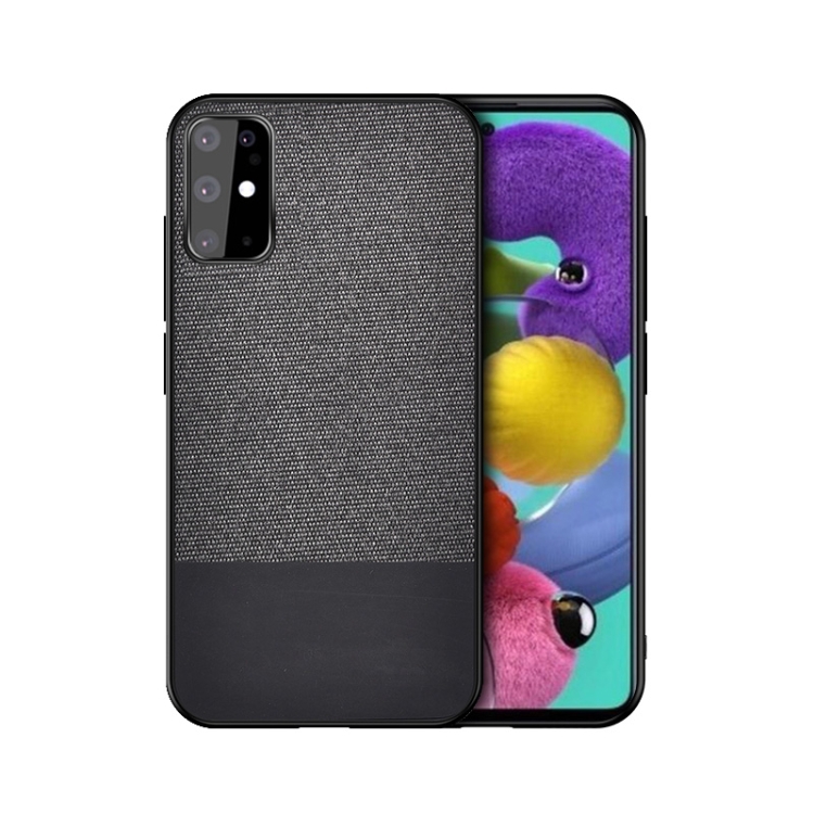 

For Galaxy S20+ Shockproof Splicing PU + Cloth Texture PC + TPU Protective Case(Black)