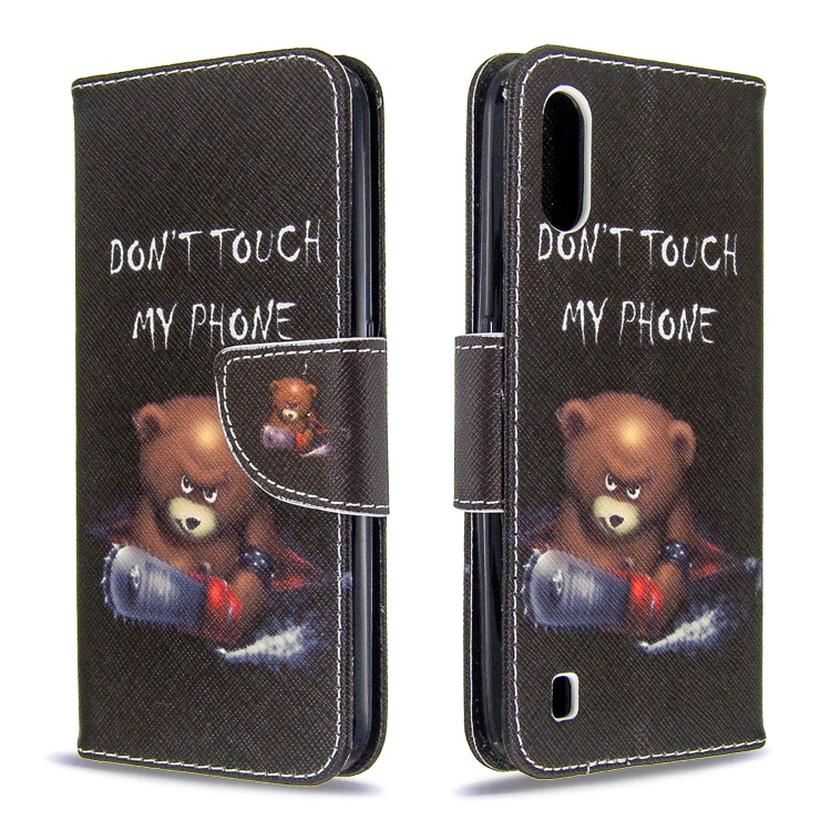 

For Galaxy A01 Colored Drawing Pattern Horizontal Flip Leather Case with Holder & Card Slots & Wallet(Bear)
