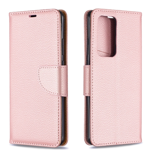 

For Huawei P40 Pro Litchi Texture Pure Color Horizontal Flip PU Leather Case with Holder & Card Slots & Wallet & Lanyard(Rose Gold)