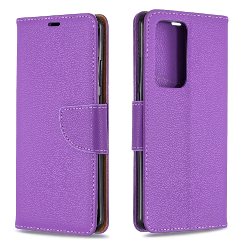 

For Huawei P40 Pro Litchi Texture Pure Color Horizontal Flip PU Leather Case with Holder & Card Slots & Wallet & Lanyard(Purple)