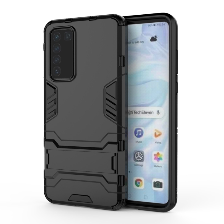 

For Huawei P40 PC + TPU Shockproof Protective Case with Holder(Black)
