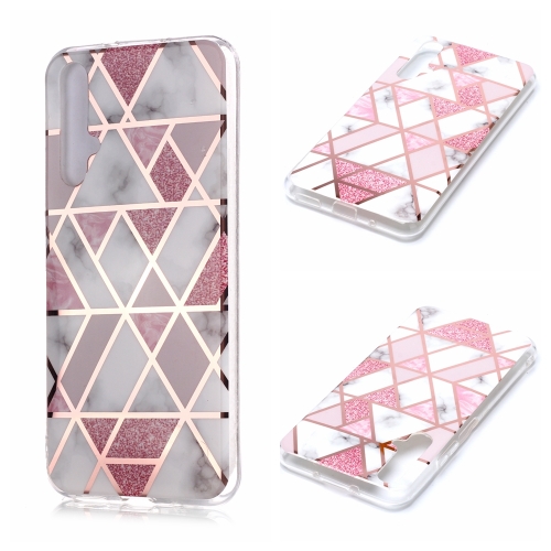 

For Huawei nova 5T Plating Marble Pattern Soft TPU Protective Case(Pink)