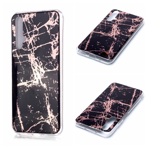 

For Huawei nova 5T Plating Marble Pattern Soft TPU Protective Case(Black Gold)