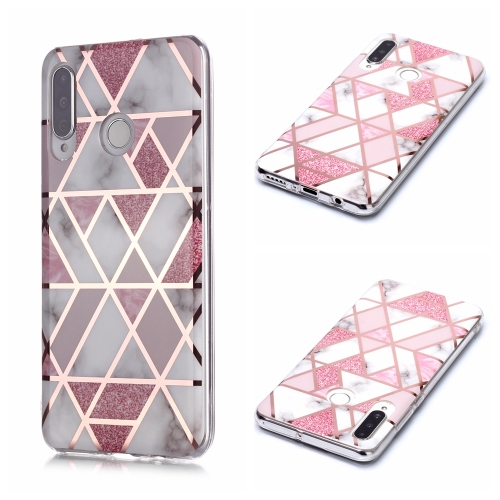 

For Huawei P30 lite Plating Marble Pattern Soft TPU Protective Case(Pink)