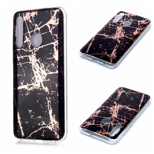 

For Huawei Honor 10 Lite Plating Marble Pattern Soft TPU Protective Case(Black Gold)