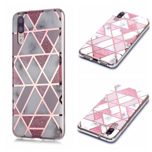 

For Huawei P20 Plating Marble Pattern Soft TPU Protective Case(Pink)