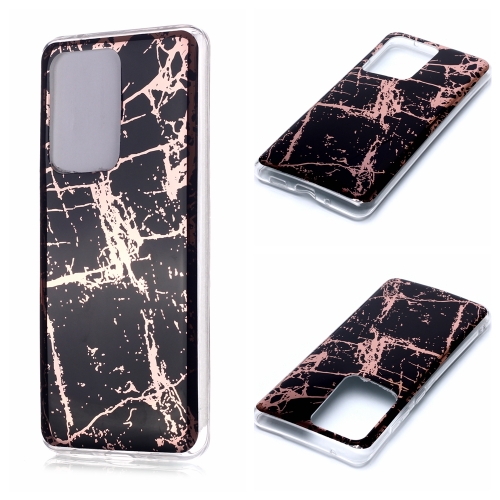 

For Galaxy S20 Ultra Plating Marble Pattern Soft TPU Protective Case(Black Gold)