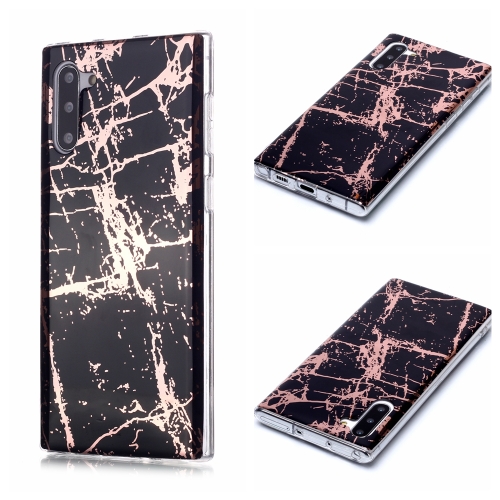 

For Galaxy Note10 Plating Marble Pattern Soft TPU Protective Case(Black Gold)