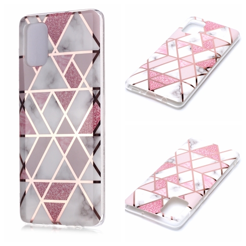 

For Galaxy A71 Plating Marble Pattern Soft TPU Protective Case(Pink)