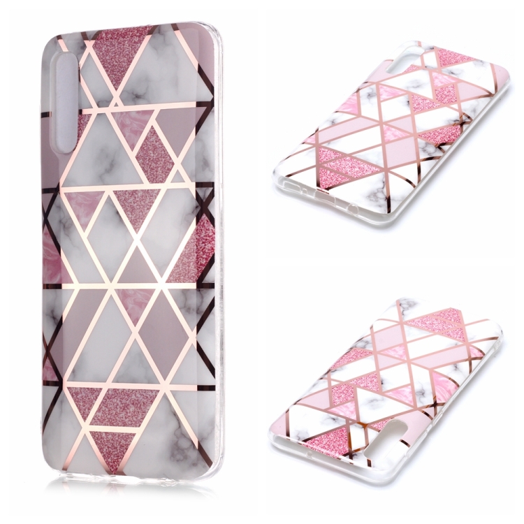 

For Galaxy A30s / A50 Plating Marble Pattern Soft TPU Protective Case(Pink)